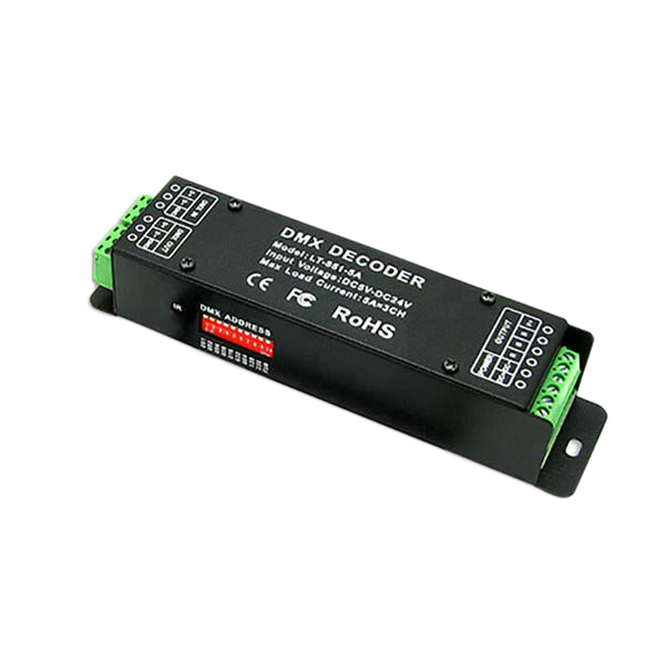 3CH CV DMX Decoder LT-851-5A(Replacement by LT-851-6A LED Controller) 3CH CV DMX Decoder LT-851-5A(Replacement by LT-851-6A LED Controller)